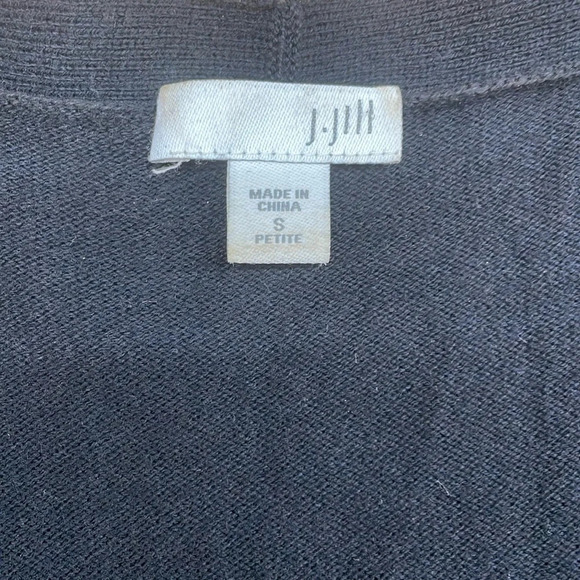 J.Jill Black Button Front Cardigan Sweater Small Petite Cotton Blend Pockets - Picture 5 of 11
